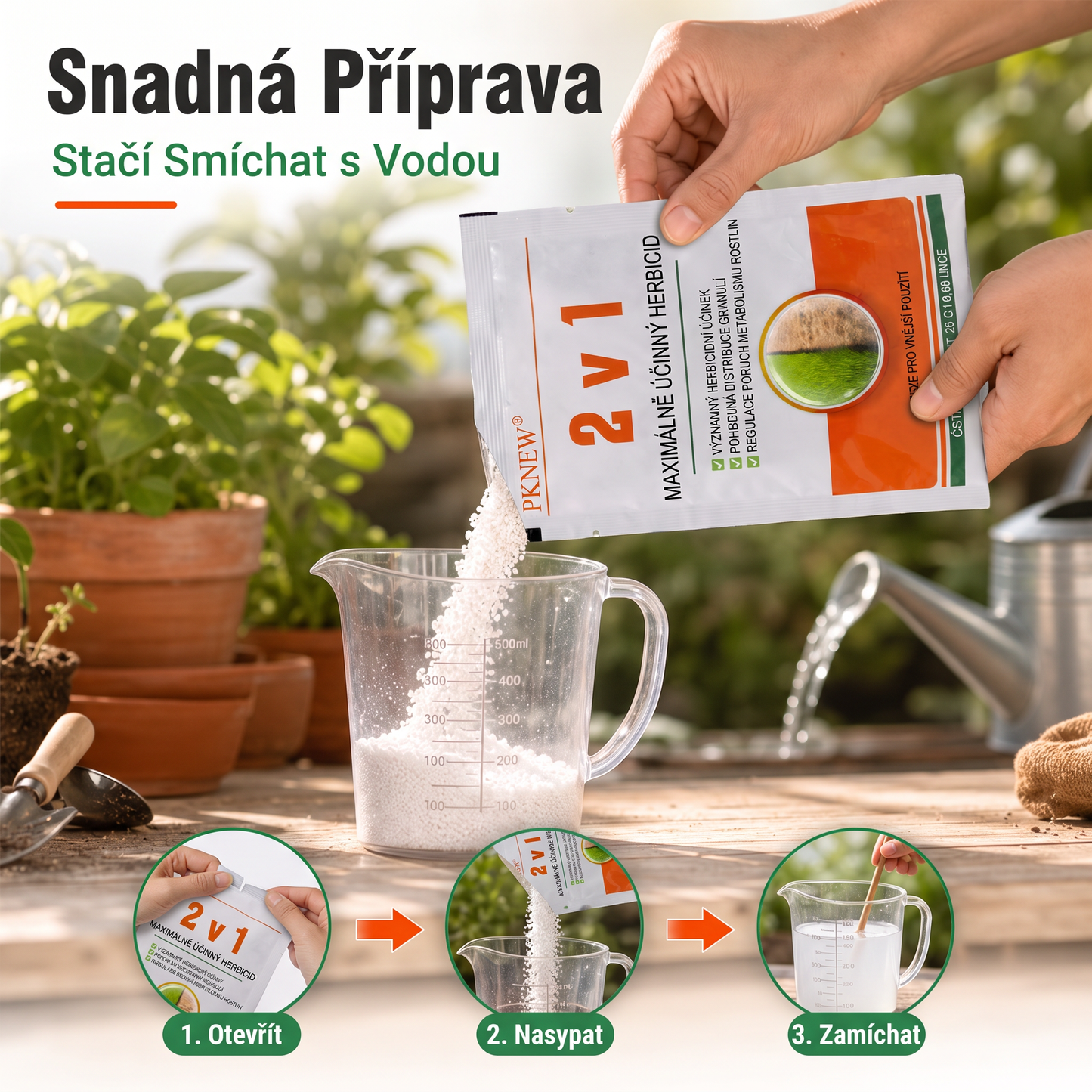 PKNEW® Granulovaný přípravek proti plevelu 2 v 1 Max Power 👑 – viditelný účinek již za 6 hodin, snadné rozmíchání ve vodě a cílené použití na spáry, cesty, ploty i štěrkové plochy 💎