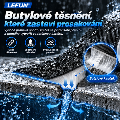 LEFUN® 💧 Extra silná vodotěsná páska – Karbonová ochranná vrstva + butylové těsnění proti zatékání a vlhkosti