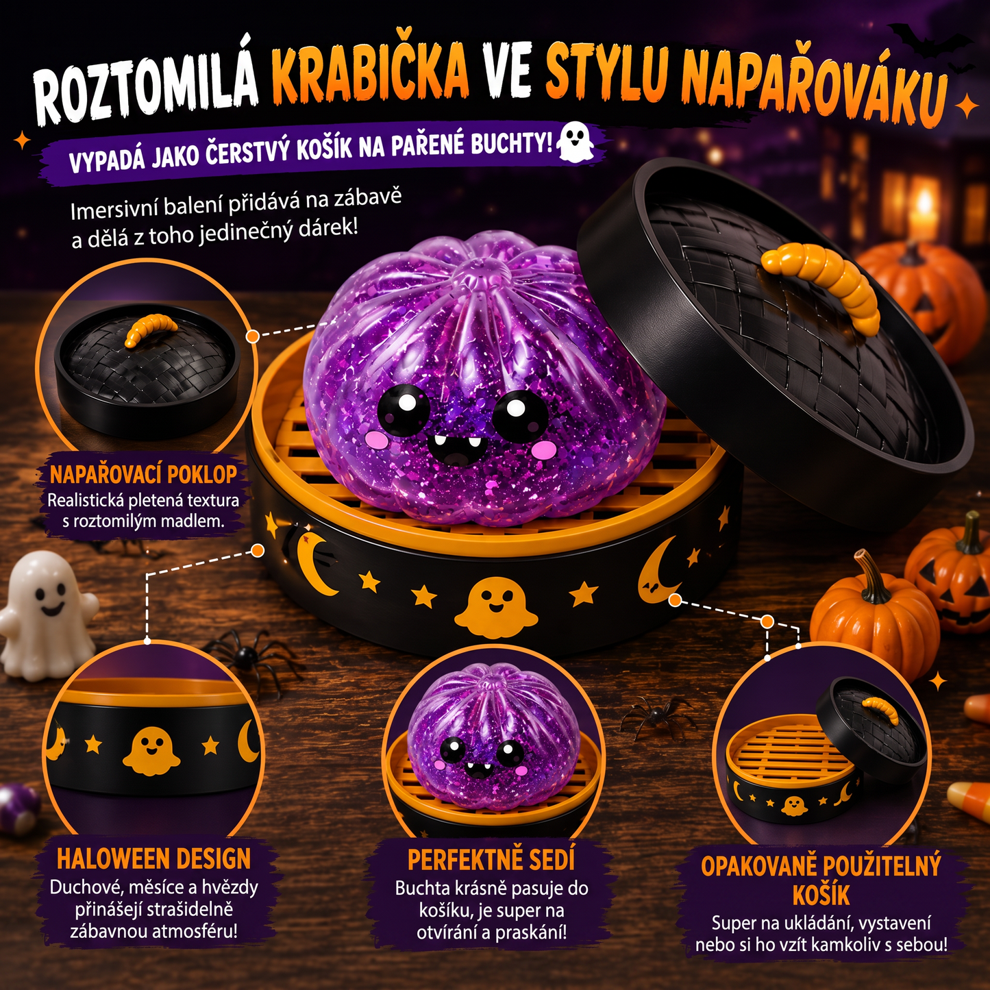 PKNEW® 70% SLEVA DNES 🎃 Halloweenská tajemná krabička s antistresovým knedlíčkem 💎
