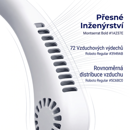 Přenosný ventilátor na krk PKNEW®, bezlopatkový osobní ventilátor, hands-free chlazení pro venkovní použití i do kanceláře 💎