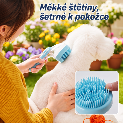 PKNEW® 🐕 Koupací kartáč 2v1 s dávkovačem šamponu – Měkký silikonový kartáč pro péči o srst psů a koček 💎