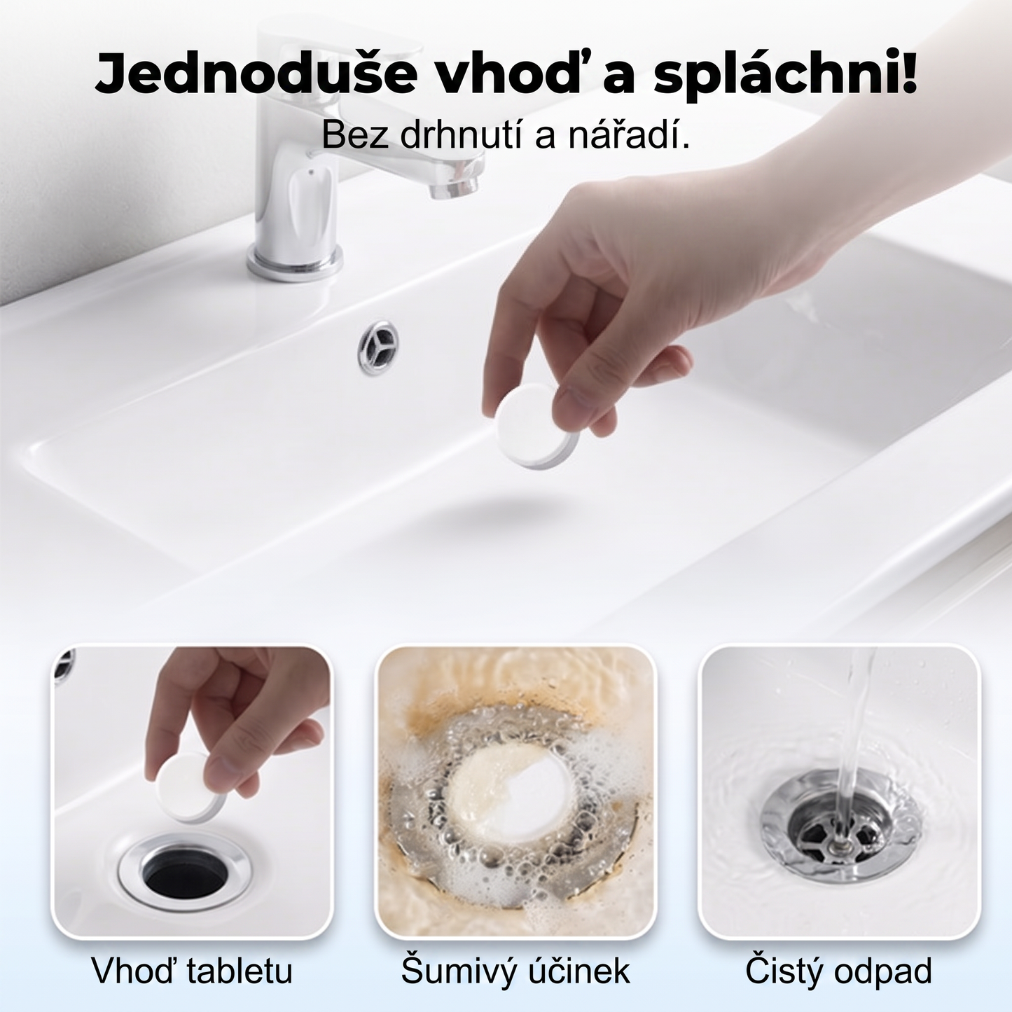 𝐏𝐊𝐍𝐄𝐖® Šumivé tablety na čištění a zprůchodnění odpadů 💧| Snadno odstraňují vlasy, mastnotu a zbytky mýdla 💎