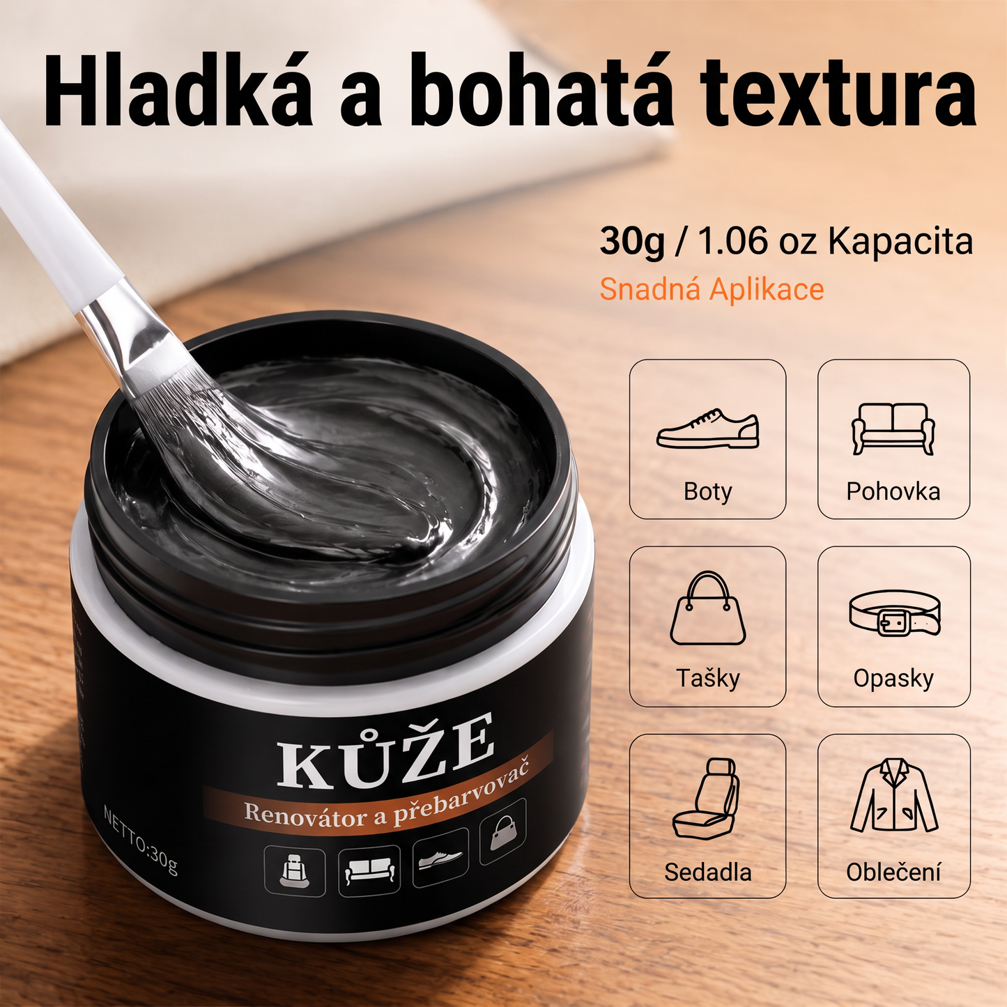 PKNEW® Intenzivní balzám na obnovu barvy kůže✨ – Oživuje vybledlý vzhled, sjednocuje barvu a pomáhá zakrýt oděrky na botách, sedačkách, kabelkách i autosedačkách 💕