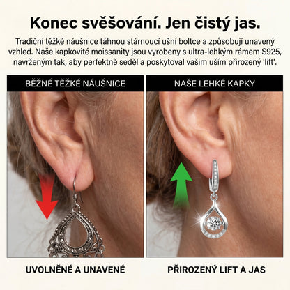🥇🥇 DNES SLEVA 90 %✨: 1karátové „tančící“ náušnice z moissanitu – čistý komfort a třpyt stříbra S925, který si zasloužíte 💎