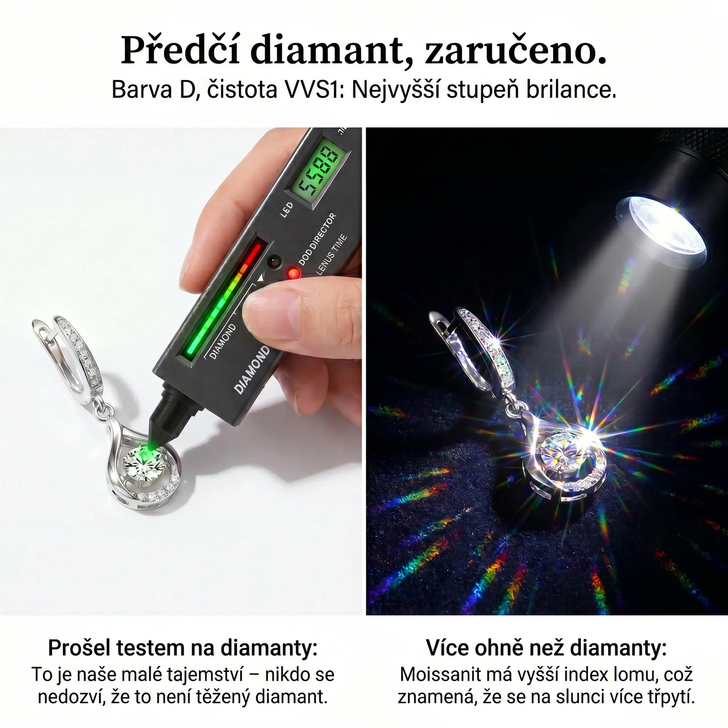 🥇🥇 DNES SLEVA 90 %✨: 1karátové „tančící“ náušnice z moissanitu – čistý komfort a třpyt stříbra S925, který si zasloužíte 💎