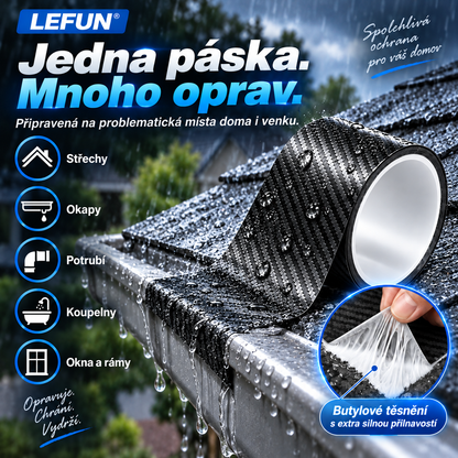 LEFUN® 💧 Extra silná vodotěsná páska – Karbonová ochranná vrstva + butylové těsnění proti zatékání a vlhkosti