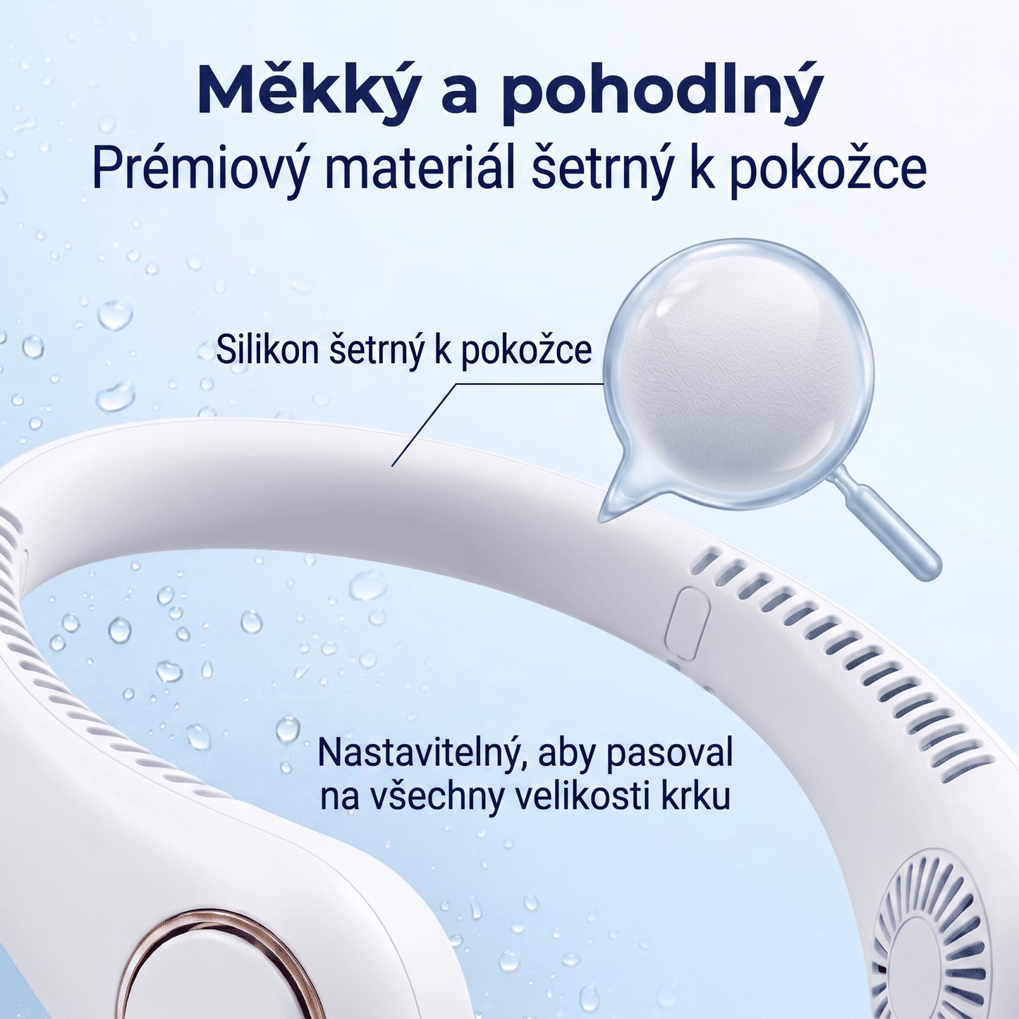 Přenosný ventilátor na krk PKNEW®, bezlopatkový osobní ventilátor, hands-free chlazení pro venkovní použití i do kanceláře 💎
