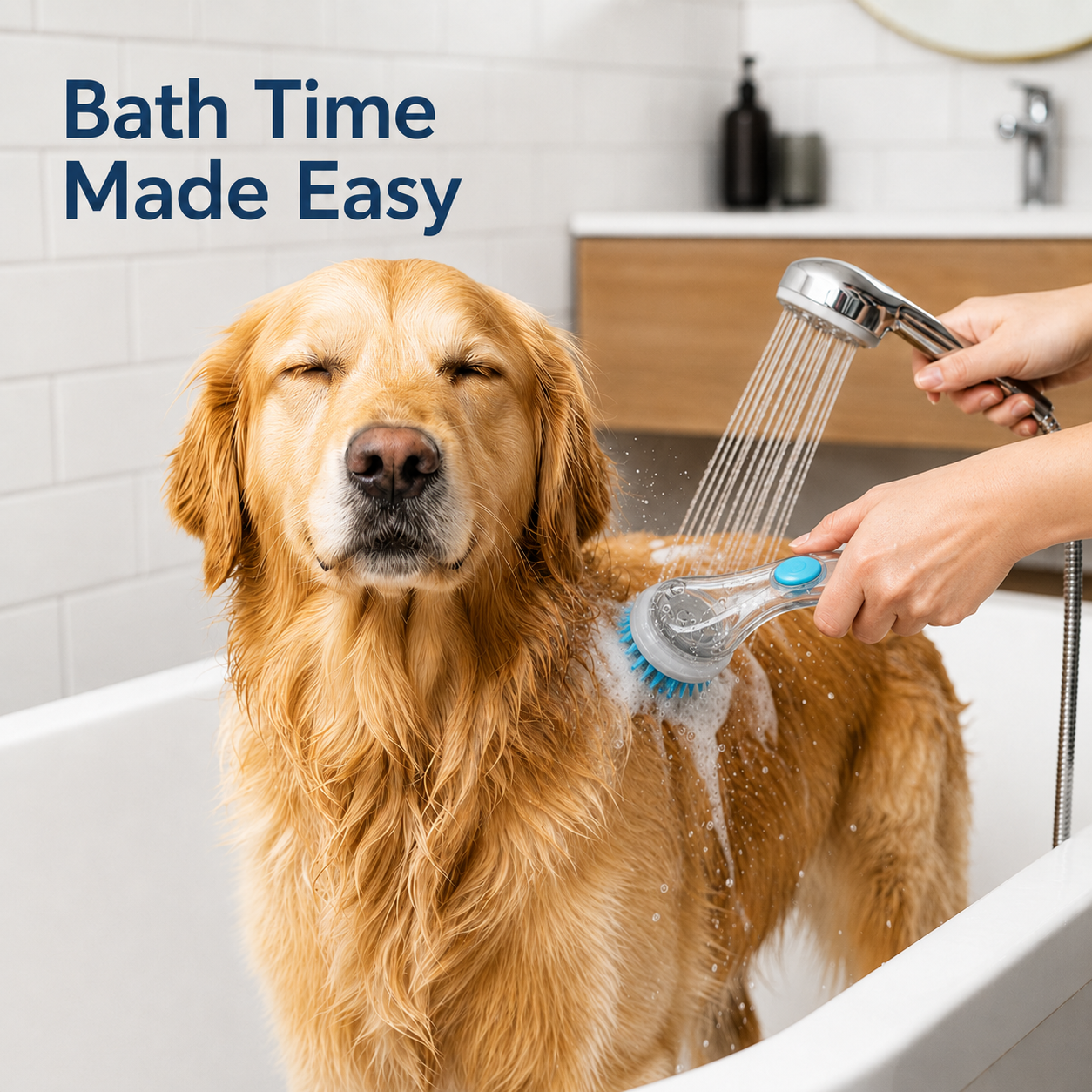 PKNEW® 🐕 Koupací kartáč 2v1 s dávkovačem šamponu – Měkký silikonový kartáč pro péči o srst psů a koček 💎