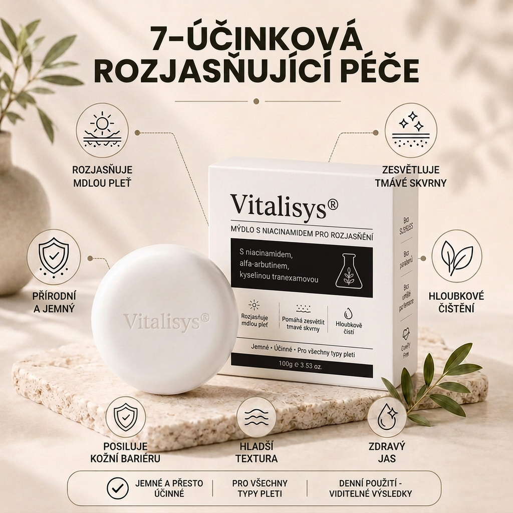 🔥🔥Vitalisys® Niacinamidové rozjasňující mýdlo pro pleť, tmavé skvrny a pihy 💆‍♀️