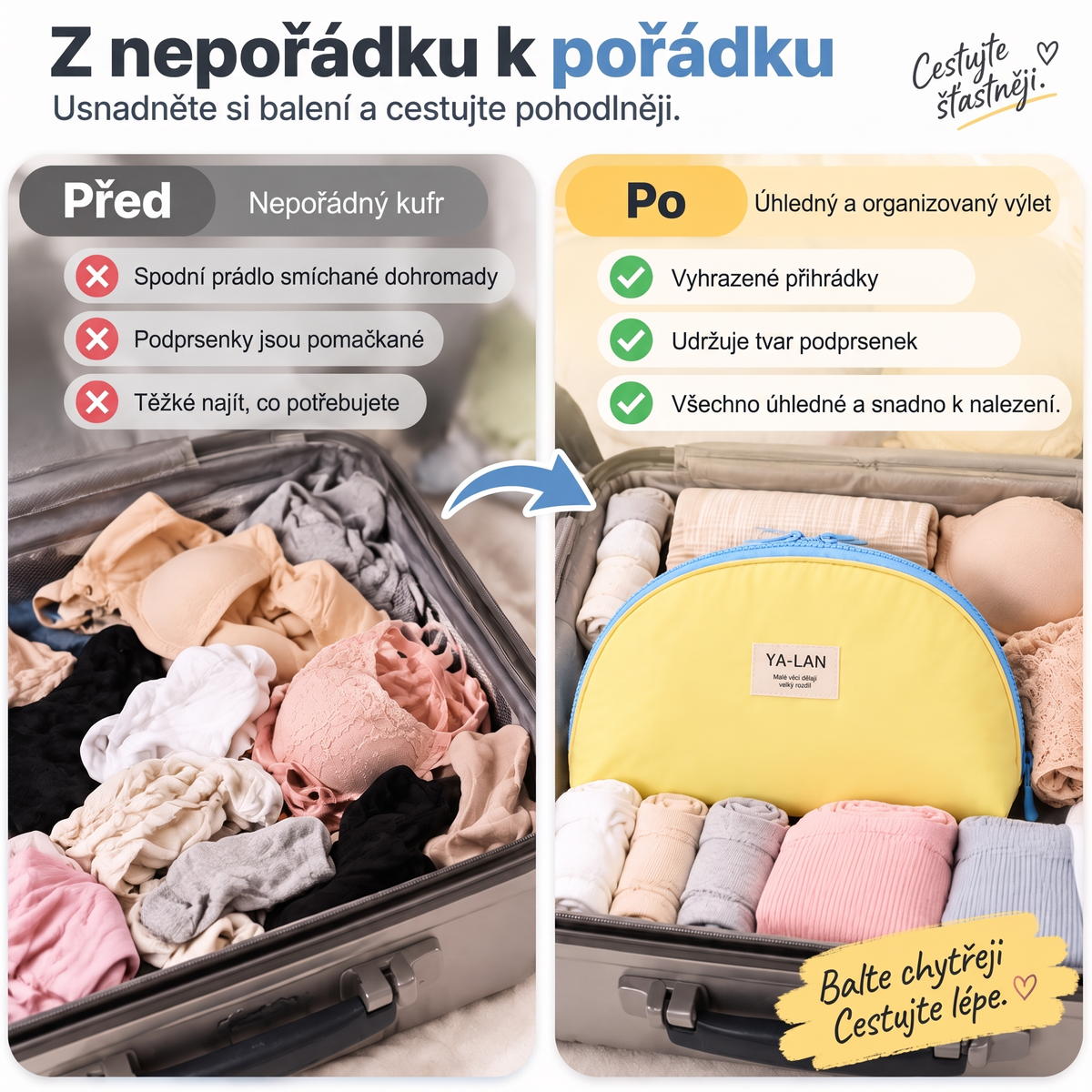 ⚡ POSLEDNÍ DEN · 49% SLEVA – ✨ Cestovní organizér na spodní prádlo – Podprsenky kalhotky i ponožky přehledně kdekoli 💎