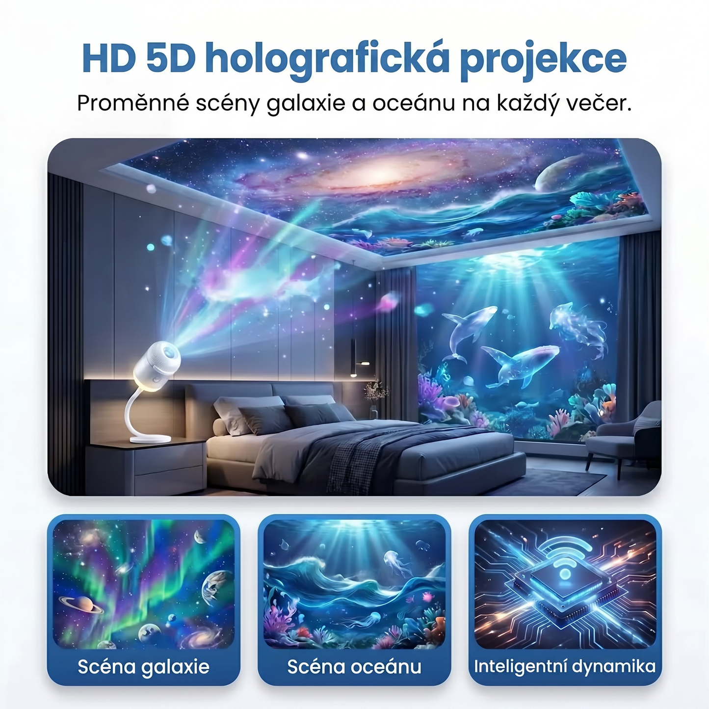 PKNEW® 🍈NEXT-GEN SMART PROJECTION HD Inteligentní dynamický 5D holografický noční projektor 💫