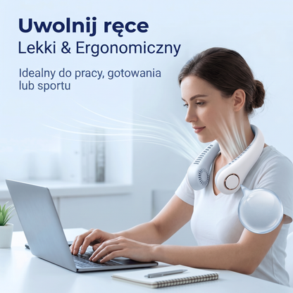 Přenosný ventilátor na krk PKNEW®, bezlopatkový osobní ventilátor, hands-free chlazení pro venkovní použití i do kanceláře 💕