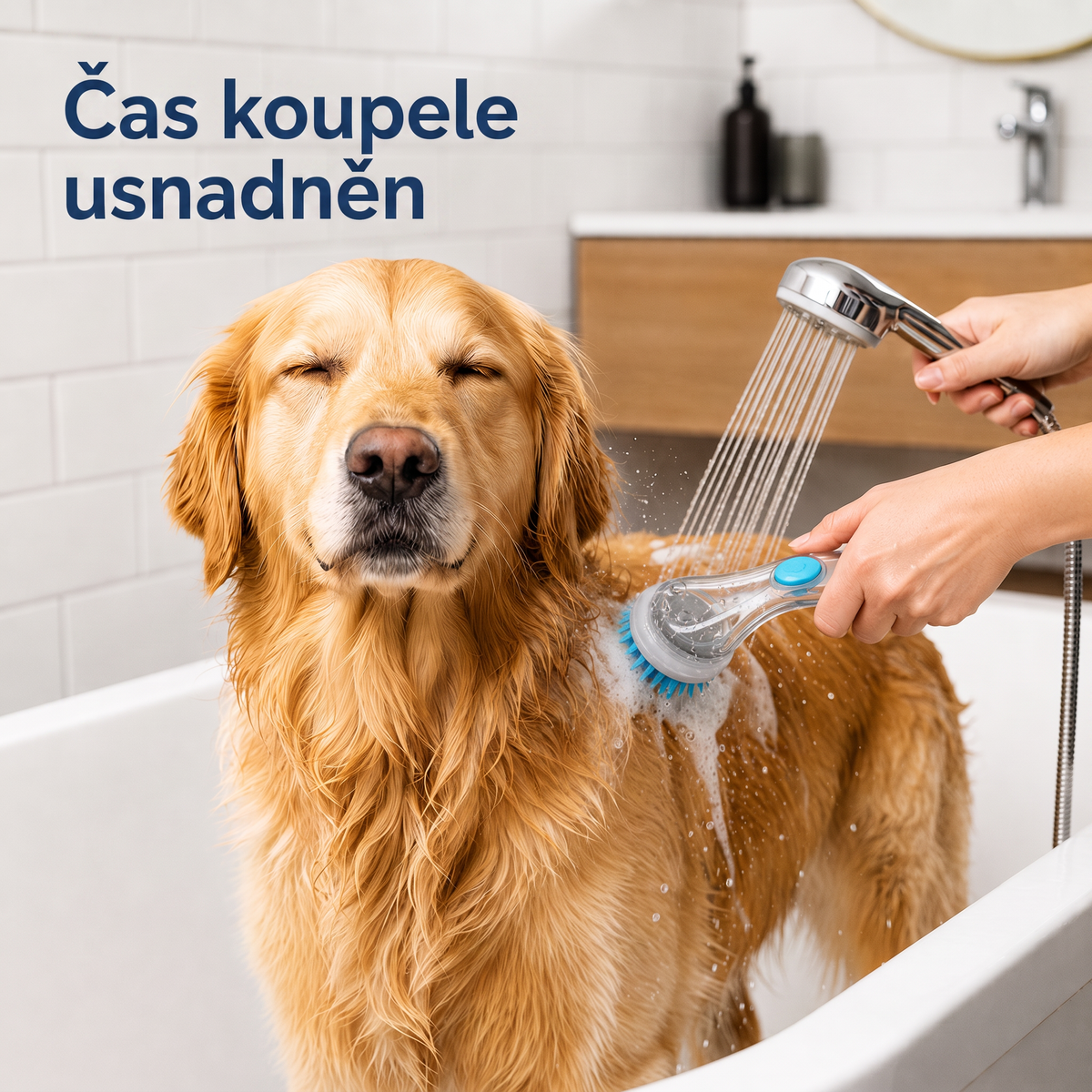 PKNEW® 🐕 Koupací kartáč 2v1 s dávkovačem šamponu – Měkký silikonový kartáč pro péči o srst psů a koček 💎