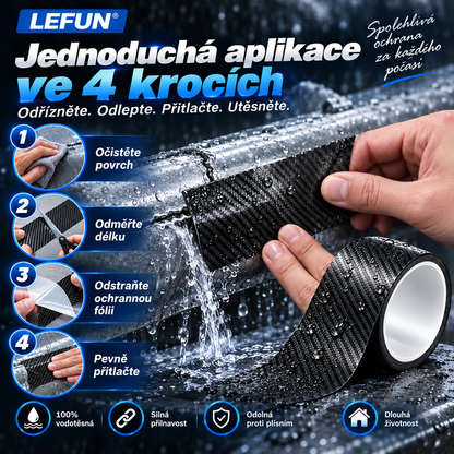 LEFUN® 💧 Extra silná vodotěsná páska – Karbonová ochranná vrstva + butylové těsnění proti zatékání a vlhkosti