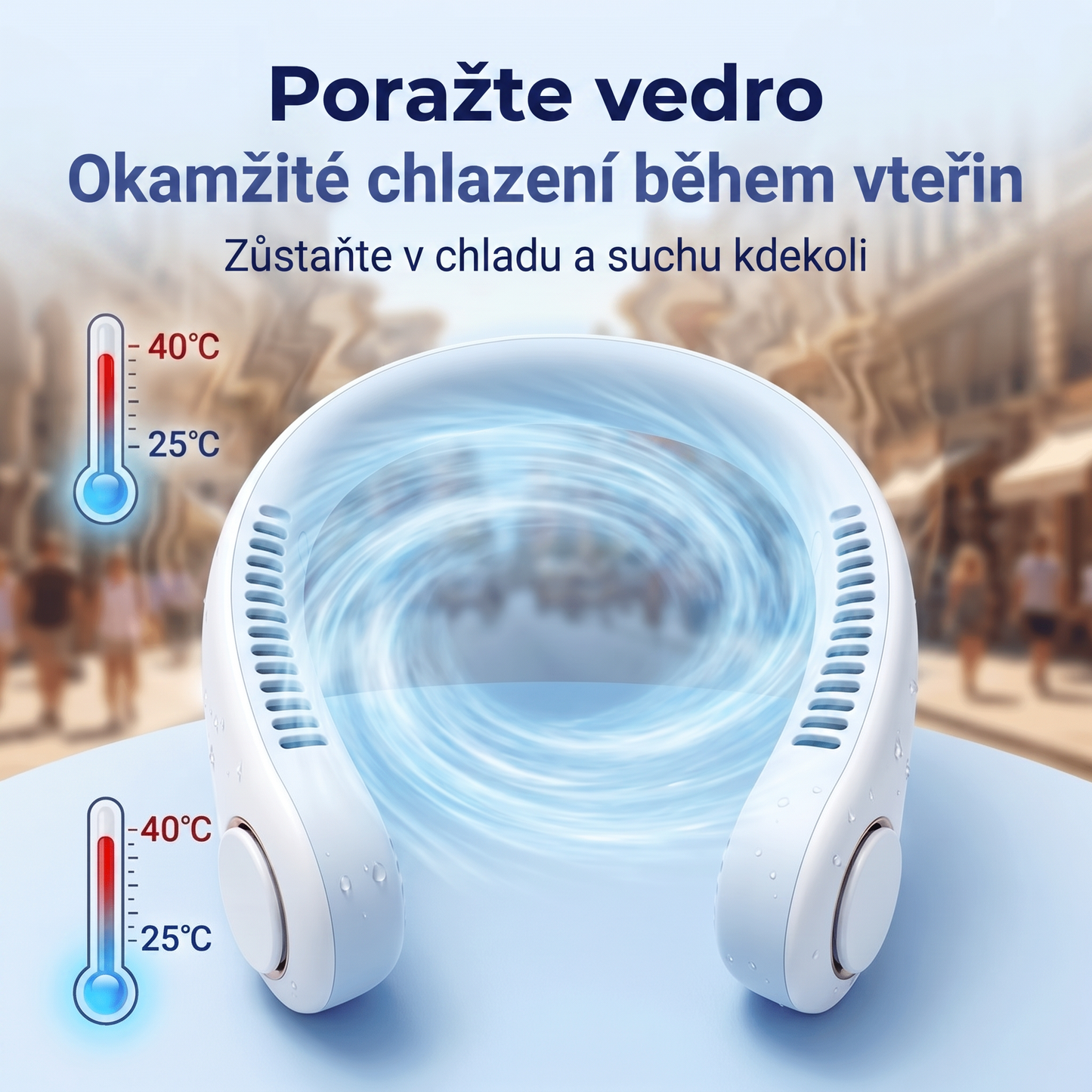 Přenosný ventilátor na krk PKNEW®, bezlopatkový osobní ventilátor, hands-free chlazení pro venkovní použití i do kanceláře 💎