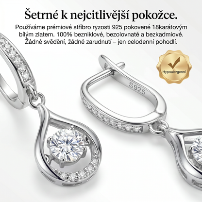 🥇🥇 DNES SLEVA 90 %✨: 1karátové „tančící“ náušnice z moissanitu – čistý komfort a třpyt stříbra S925, který si zasloužíte 💎