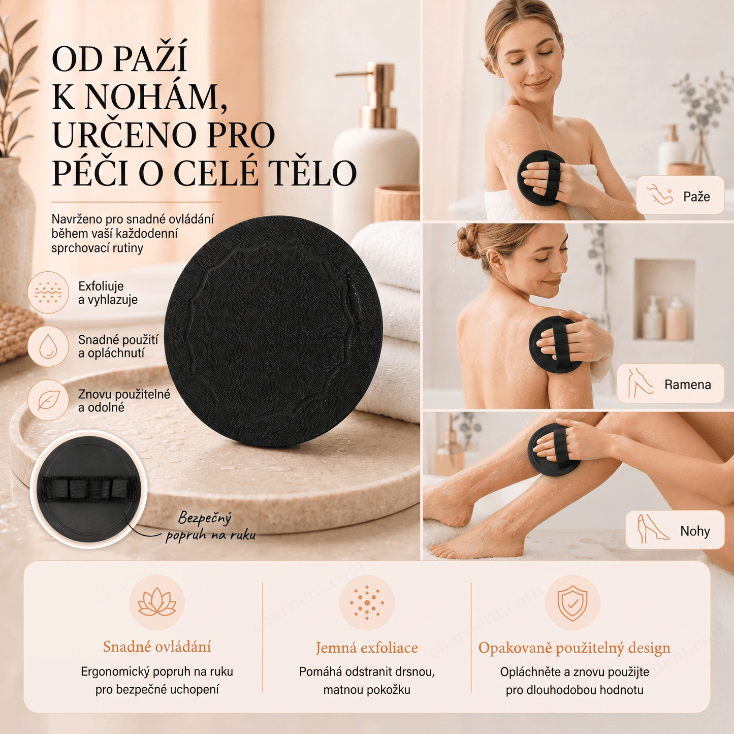 🚿 Hloubkově čisticí exfoliační tělové žínky – Jemný odstraňovač odumřelé kůže & SPA koupelnová houba 🧖‍♀️