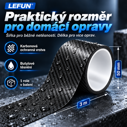 LEFUN® 💧 Extra silná vodotěsná páska – Karbonová ochranná vrstva + butylové těsnění proti zatékání a vlhkosti