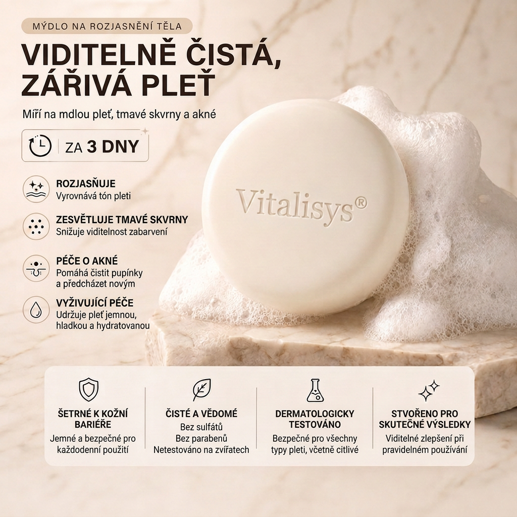 🔥🔥Vitalisys® Niacinamidové rozjasňující mýdlo pro pleť, tmavé skvrny a pihy 💆‍♀️