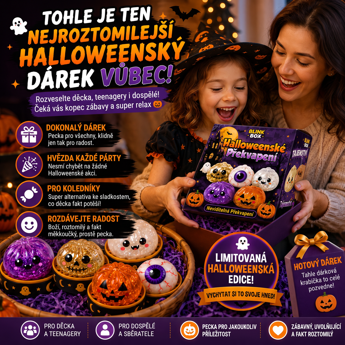 PKNEW® 70% SLEVA DNES 🎃 Halloweenská tajemná krabička s antistresovým knedlíčkem 💎