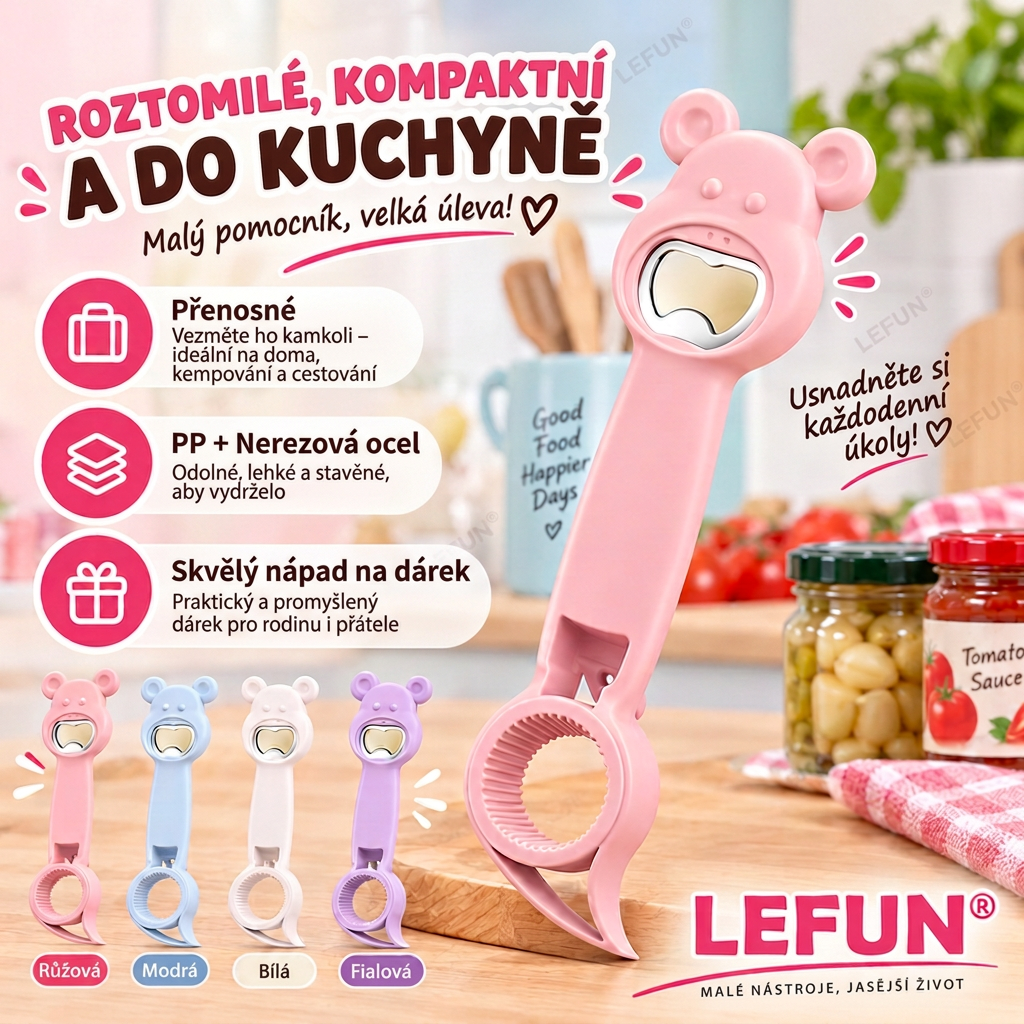 LEFUN® 4v1 otvírák 👑 – Otevřete každé víčko bez zbytečné námahy 💎