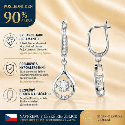 🥇🥇 DNES SLEVA 90 %✨: 1karátové „tančící“ náušnice z moissanitu – čistý komfort a třpyt stříbra S925, který si zasloužíte 💎