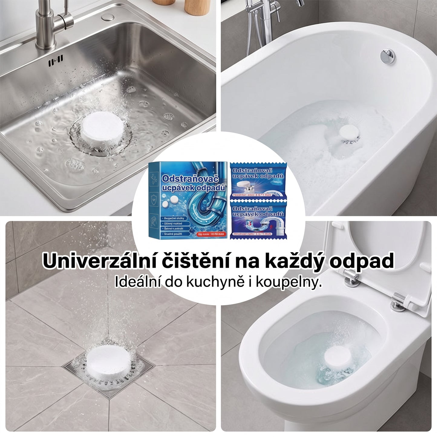 𝐏𝐊𝐍𝐄𝐖® Šumivé tablety na čištění a zprůchodnění odpadů 💧| Snadno odstraňují vlasy, mastnotu a zbytky mýdla 💎