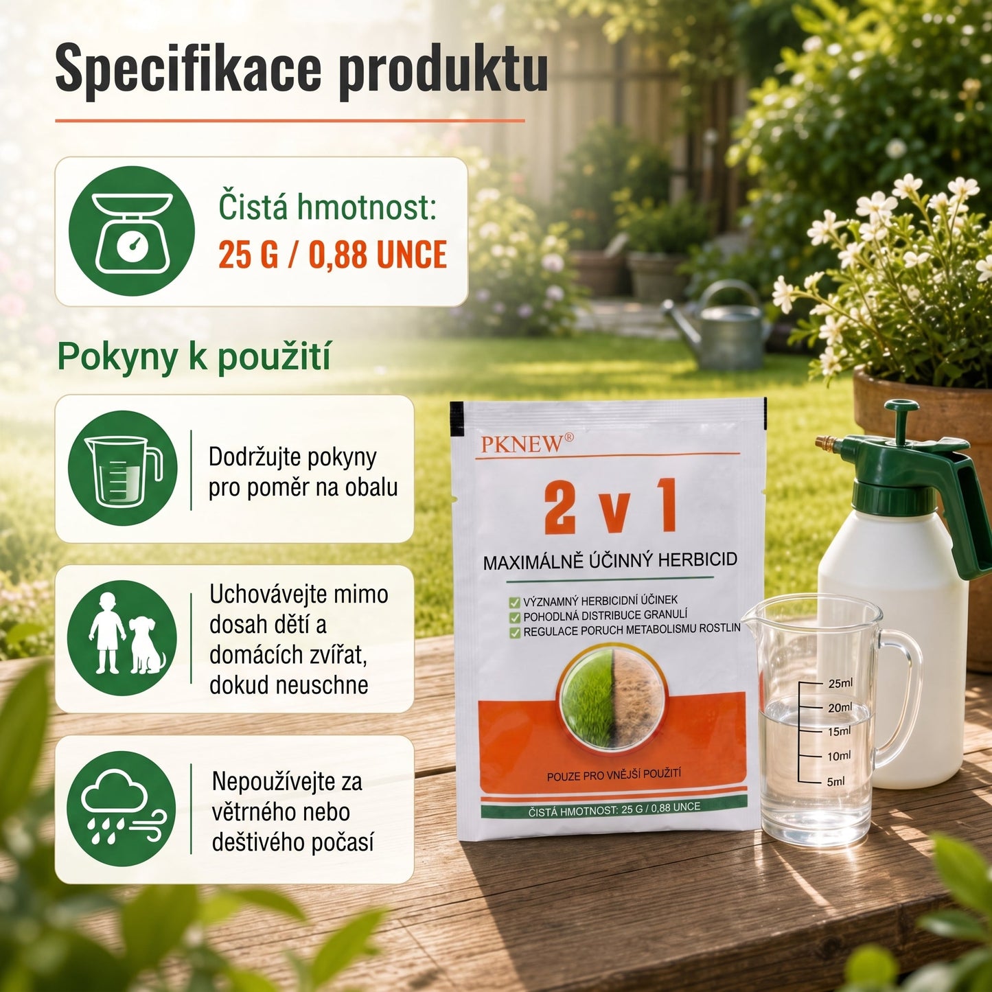 PKNEW® Granulovaný přípravek proti plevelu 2 v 1 Max Power 👑 – viditelný účinek již za 6 hodin, snadné rozmíchání ve vodě a cílené použití na spáry, cesty, ploty i štěrkové plochy 💎