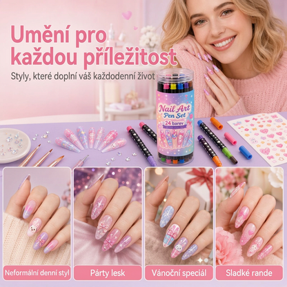 POSLEDNÍ DEN · 50% SLEVA 🌈 Sada 24 barev oboustranných per na nehty 💕