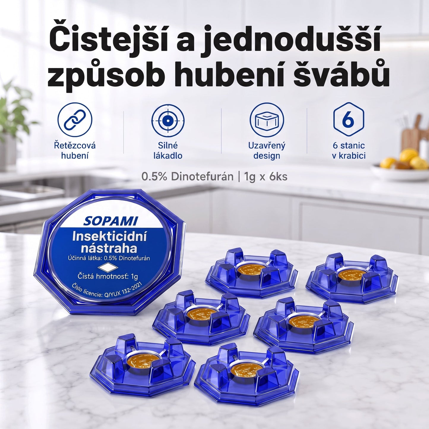PKNEW® 🪳 Chytrá návnadová stanice proti švábům s řetězovým účinkem 🛡️ – zasáhne i skrytá ohniska, pomáhá zlikvidovat celou kolonii a chrání domácnost až 2 roky ✨