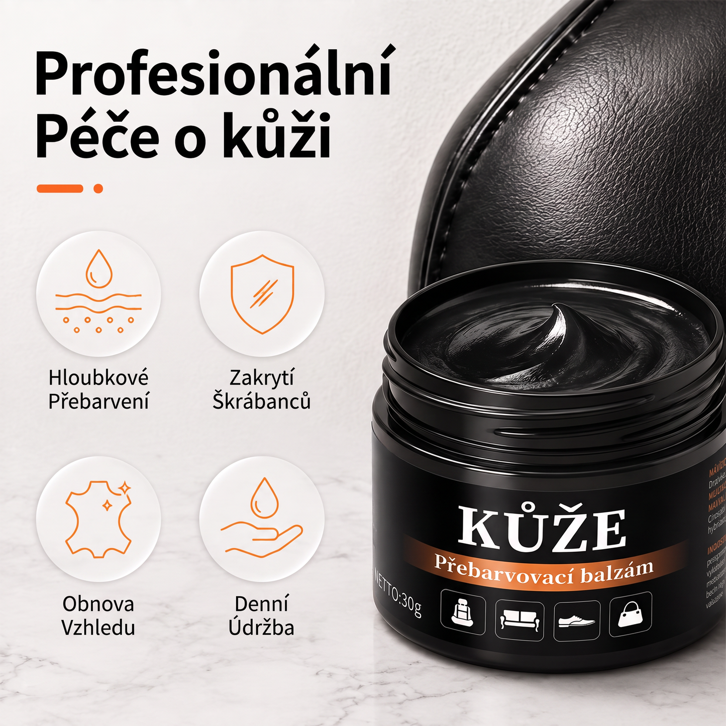 PKNEW® Intenzivní balzám na obnovu barvy kůže✨ – Oživuje vybledlý vzhled, sjednocuje barvu a pomáhá zakrýt oděrky na botách, sedačkách, kabelkách i autosedačkách 💕
