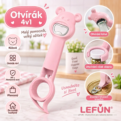 LEFUN® 4v1 otvírák 👑 – Otevřete každé víčko bez zbytečné námahy 💎