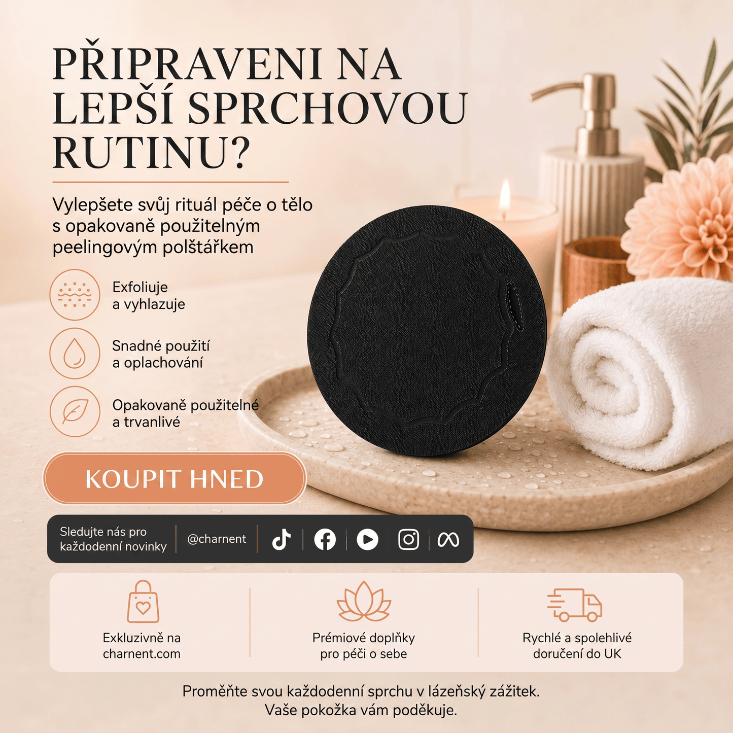 🚿 Hloubkově čisticí exfoliační tělové žínky – Jemný odstraňovač odumřelé kůže & SPA koupelnová houba 🧖‍♀️