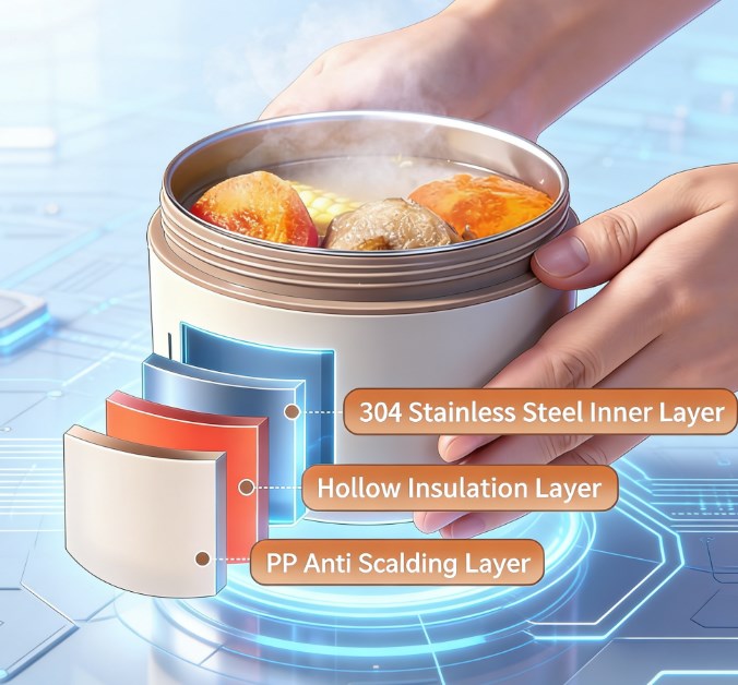 Double-Wall Vacuum Insulated Food Flask - 304 Stainless Steel Leak-Proof Bento Box - Premium Thermal Lunch Jar for Keeping Food Hot or Cold for Hours