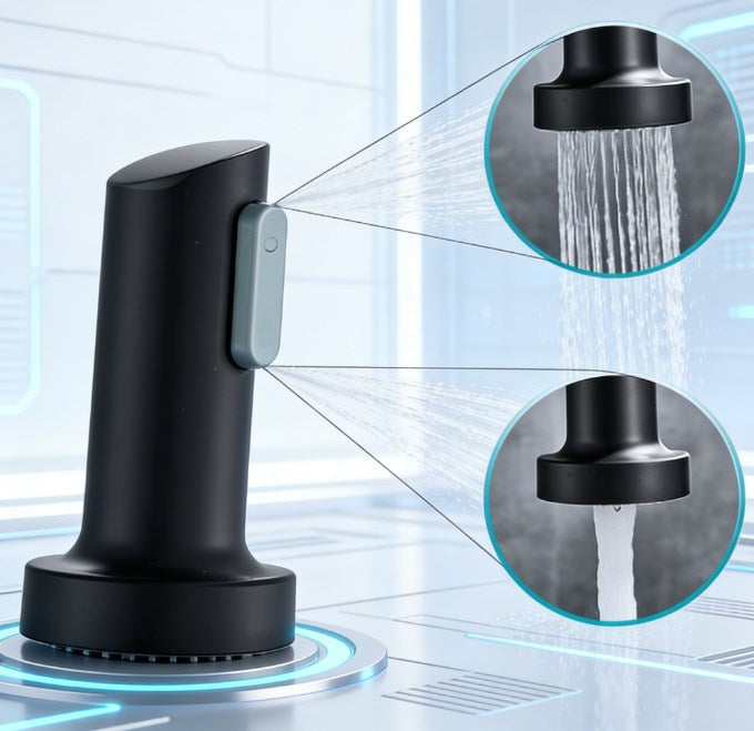 Heavy-Duty Solid Brass Kitchen Faucet - Matte Black Spring Sink Tap with Pull-Down Sprayer - Lead-Free Dual-Function Water Mixer Crane for Modern Kitchen