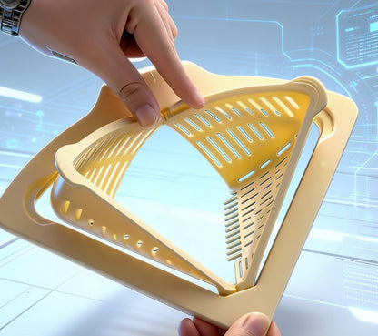 Space-Saving Sink Corner Strainer - Triangular Mesh Drainage Basket for Food Waste - Punch-Free Hanging Sink Caddy & Sponge Holder for Neat Countertops