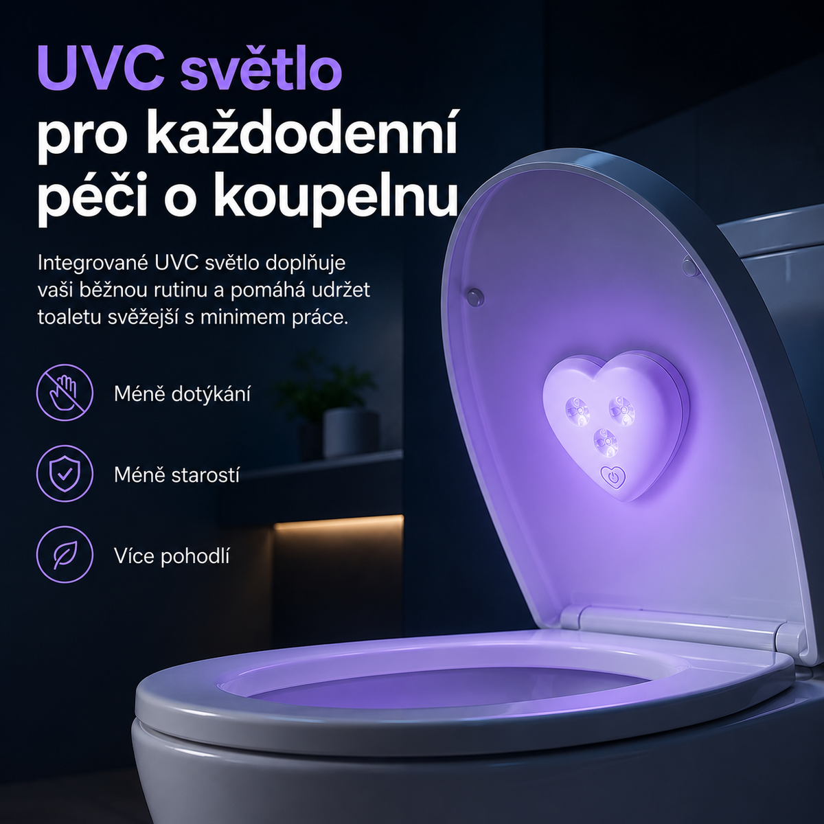 LEFUN® Chytré UVC světlo na toaletu🚽  – automatický senzor, bezdotykový provoz a USB-C nabíjení 💎