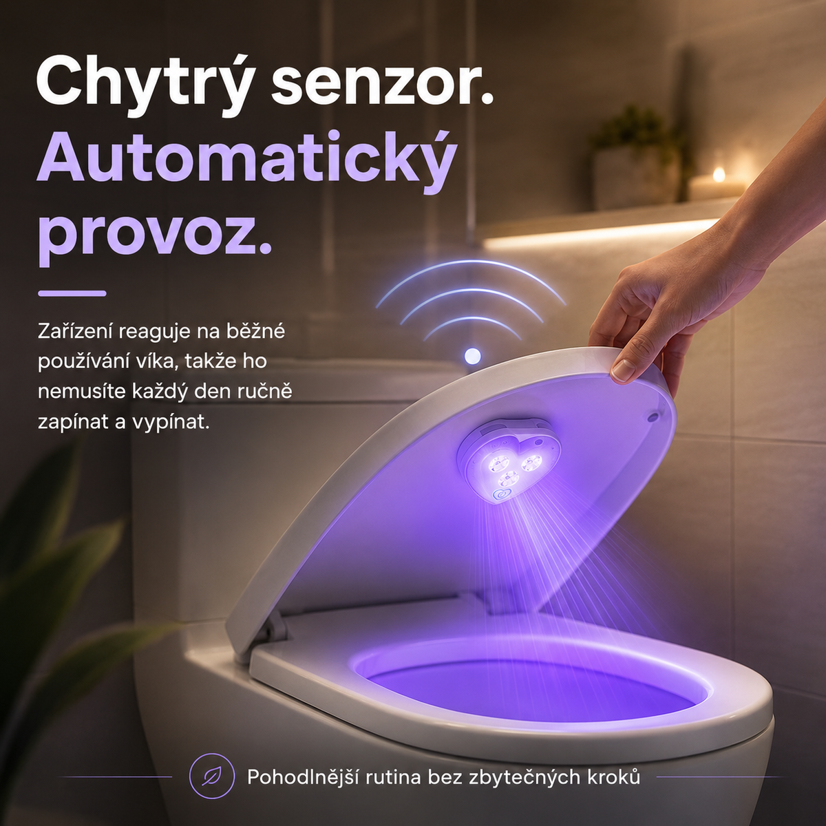 LEFUN® Chytré UVC světlo na toaletu🚽  – automatický senzor, bezdotykový provoz a USB-C nabíjení 💎